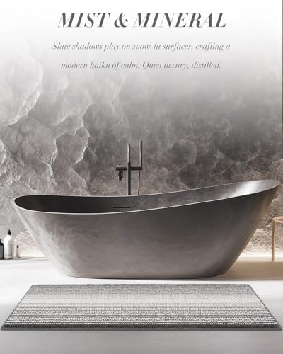 BSICPRO Large Chenille Bathroom Rugs, 24x43 Striped Bath Mats - Image 6
