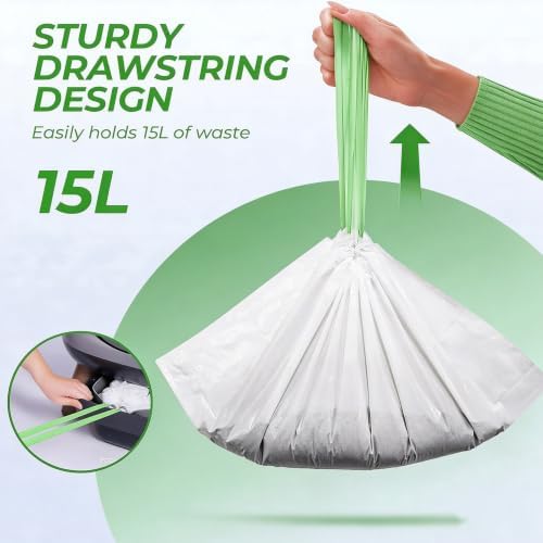 Litter Box Liners Drawstring Waste Bag 6 Rolls Heavy Duty Trash Bags - Image 6