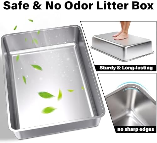 Stainless Steel Litter Box, Metal Cat Litter Box XXXL - Image 3