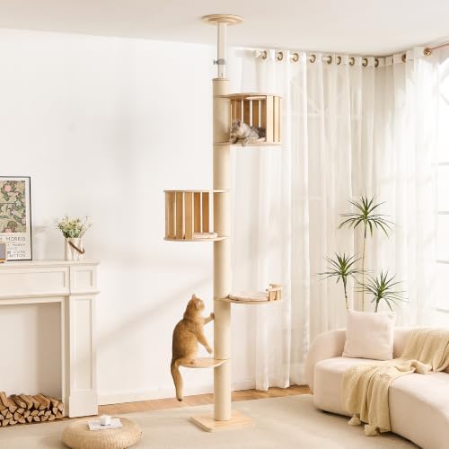 Floor to Ceiling Cat Tree, Adjustable 7.9-9.9 ft Tension Cat Tower by Kicari