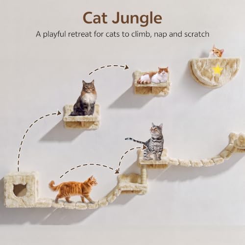 Cat Wall Furniture, 13 in 1 Moon & Bridge Cat Wall Shelves - Image 6