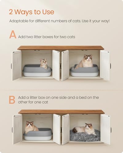 Feandrea Double Cat Litter Box Enclosure, Furniture Hidden - Image 3