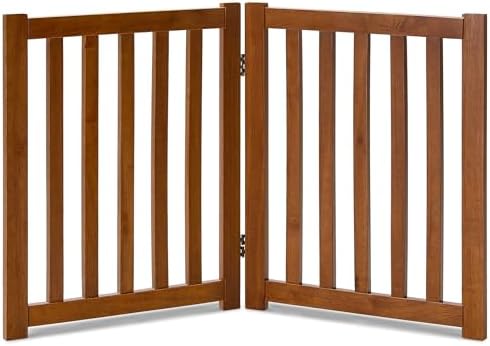 LZRS Wooden Free Standing Dog Gate 40" W x 24" H, Foldable Solid Hardwood Pet by LZRSPET