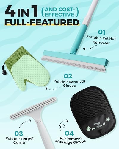 Carpet Rake for Pet Hair Removal Tool - 4 in 1 Pet Hair Remover Kit for Dog Cat - Image 2
