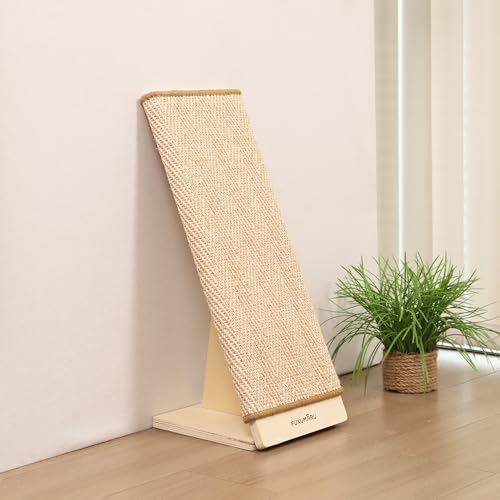 FUKUMARU Sisal Cat Scratcher Ramp Wood Cat Scratching Post L Shape Wall - Image 5