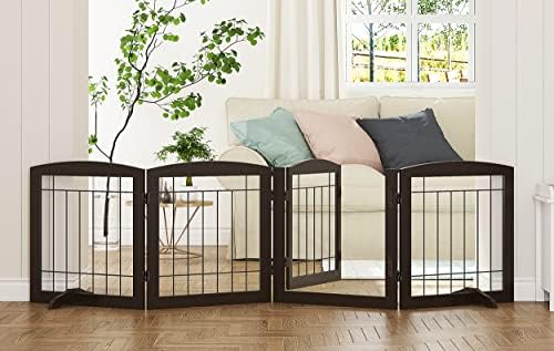 PAWLAND Dog Gate Indoor with Door, Freestanding Pet Gate by PAWLANDPetSupplies