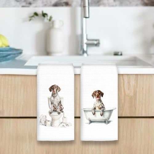 Funny German Shorthaired Pointer Dog Hand Towels Set of 2, Gifts - Image 6