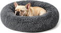 Calming Large Donut Dog and Cat Bed, Anti-Anxiety Round Soft Fluffy Plush Faux by Homeuslynn