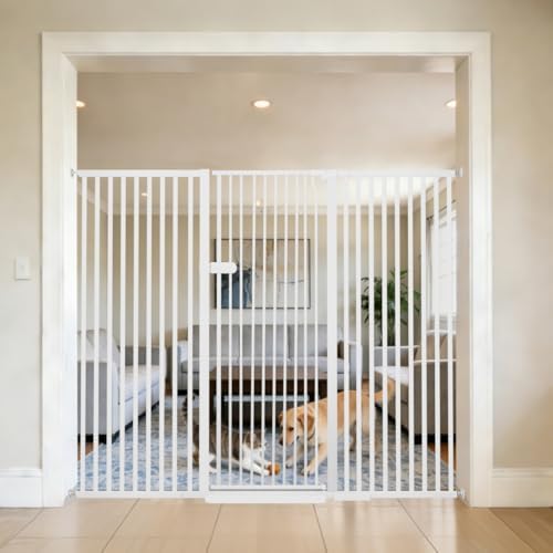 Lumizone Extra Tall Cat Gate 55.12" High 63.39"-67.71" Wide Pet Gate White by Lumizone