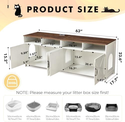 JnaflyHome 63" Double Cat Litter Box Enclosure - Image 3