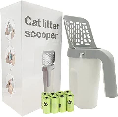 Cat Litter Scoop with Bag Holder, Integrated Detachable Deep Cat Litter Shovel by HMAMOR