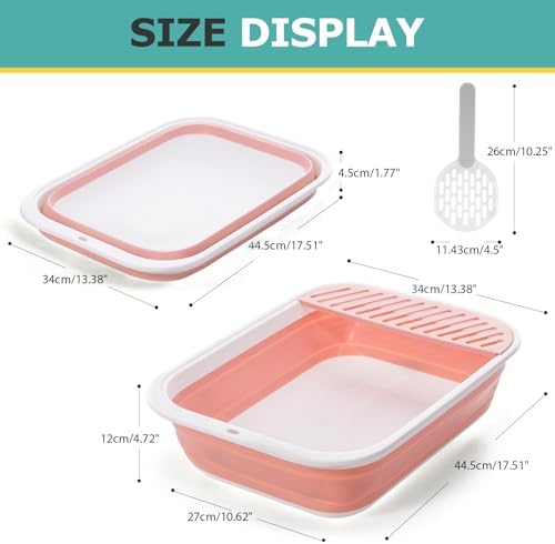 Open Top Cat Litter Box, Large Foldable Cat Potty Height-Adjustable Sides - Image 6