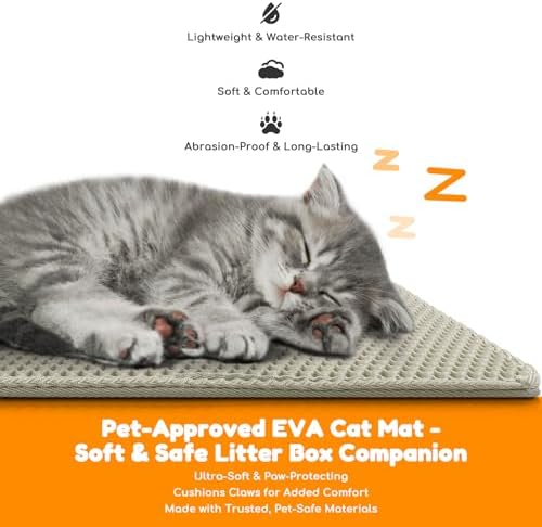 Cat Litter Mat 31"x24", Double Layer EVA litterbox Mat Beige - Image 5