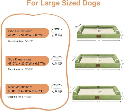 NANUYA Orthopedic Dog Bed for Jumbo Dogs, 53 x 42 Inch, Grass Green - Image 6