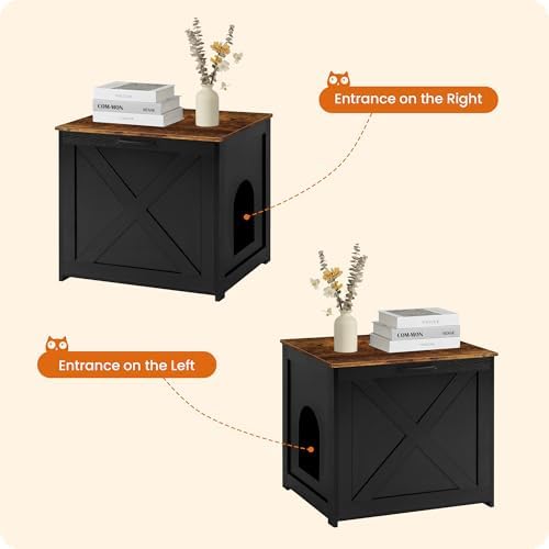 Dwanton Cat Litter Box Enclosure, Hidden Litter Box Furniture, 23.6 Inches - Image 5