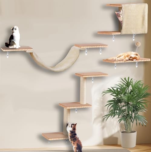 Cat Shelves for Wall, Solid Wood Cat Wall Furniture, by Sublimei