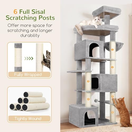 Globlazer Large Cat Tree for Large Adult Cats, Tall Sturdy Cat Tower - Image 4
