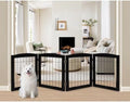 LZRS 4-Panel Extra-Wide Wooden Freestanding Dog Gate: Foldable Solid Wood and by LZRSPET