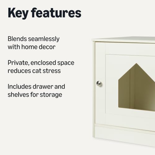 Amazon Basics Cat Litter Box Enclosure, Furniture-Style Cabinet - Image 2