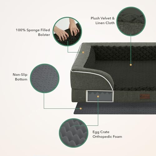 Orthopedic Washable Dog Bed for Medium Dogs, Dark Green - Image 6
