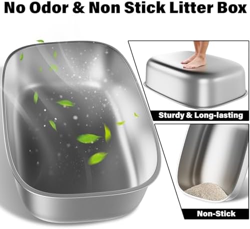 Stainless Steel Litter Box, Oval Metal Litter Box XL - Image 5