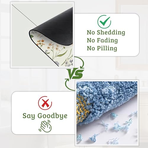 Vintage Floral Bathroom Rugs Thin Bath Mat, Non Slip Floor Mats Shower Bath Rug - Image 5