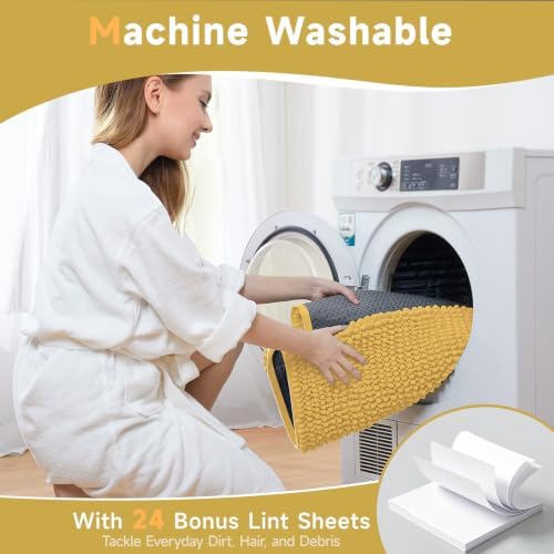 Ophanie Yellow Bathroom Rugs 44x24, Soft Chenille Bath Mat, Non Slip Absorbent - Image 6