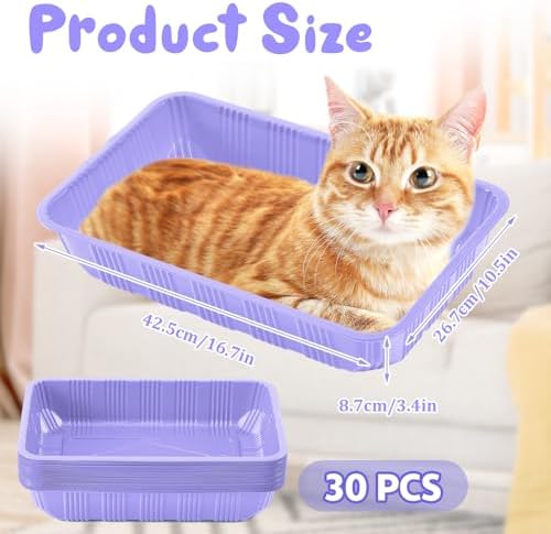 Tessco for you 30 Pack Disposable Litter Boxes for Cats, Light Purple - Image 2