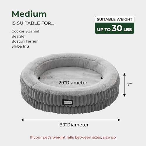BALANCE Donut Dog Bed, 30 Inches Round Dog Bed Medium Size Dogs Washable - Image 5