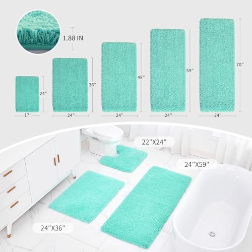 Disolla Mint Green Bathroom Rugs 24x36, Non-Slip Plush Thick Bath Mat - Image 2
