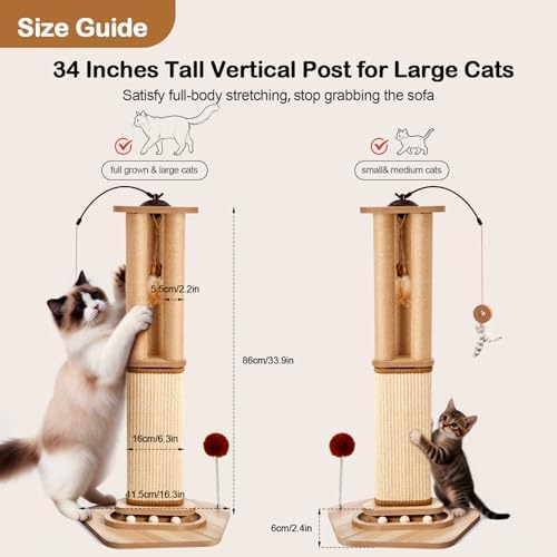 Odoland 34 Inch Cat Scratching Post - Image 5