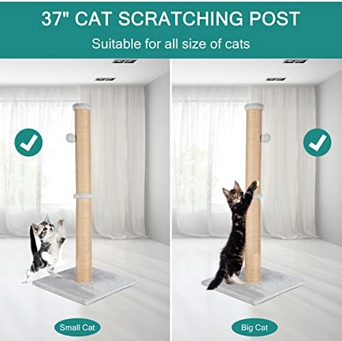 FluffyDream 37'' Cat Scratching Post, Natural Sisal Rope Scratcher - Image 4