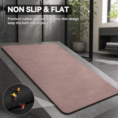 MontVoo -Bath Mat Rug-Rubber Backing Non Slip Quick Dry Absorbent Thin Bathroom - Image 5