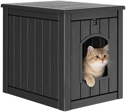 Cat Litter Box Enclosure, Enclosed Cat Litter Box Raised Floor, Openable Front by Unknown