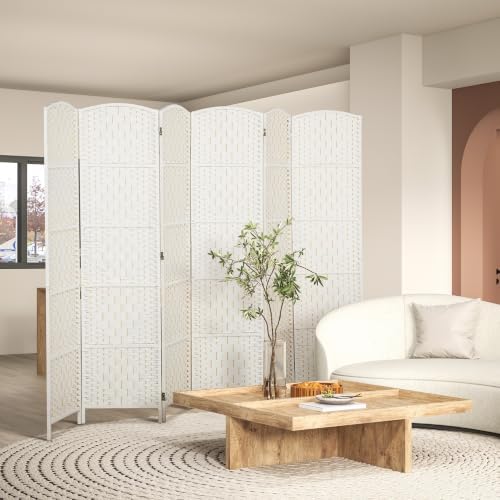 HOMCOM Room Divider 6 Panel Freestanding 6FT Tall Privacy Screen White - Image 2
