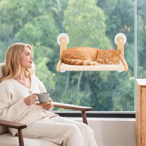 LuLu's World Foldable Large Cat Window Perch, Wooden Frame 23.7"×14.4" Beige - Image 6