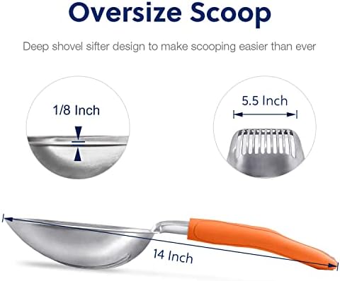 WePet Cat Litter Scoop, Aluminum Alloy Sifter, Kitty Metal Scooper, Deep Shovel - Image 2