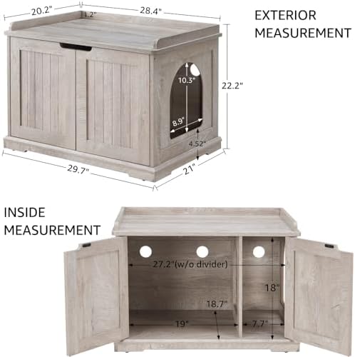 unipaws Cat Litter Box Enclosure Furniture, Hidden Litter Box Cover - Image 6