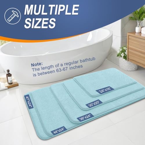 OLANLY Thick Memory Foam Bathroom Rugs 30x20, Absorbent Bath Mat, Sky Blue - Image 5