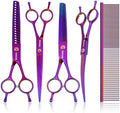 Dog Grooming Scissors Kit, Professional 6 in 1 Pet Scissors Sharp Shears Set by TOPGOOSE