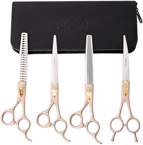 Professional Dog Grooming Scissors Rose Gold 440C Stainless Steel Straight by PetGroomingScissors