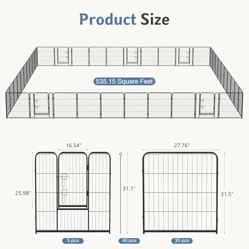 DUMOS Dog Playpen 32 Inch 40 Panels Indoor Outdoor Metal Pet Fence - Image 5