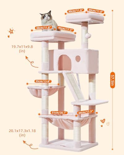 Taoqimiao Sturdy Cat Tree, 58In Cat Tower - Image 2