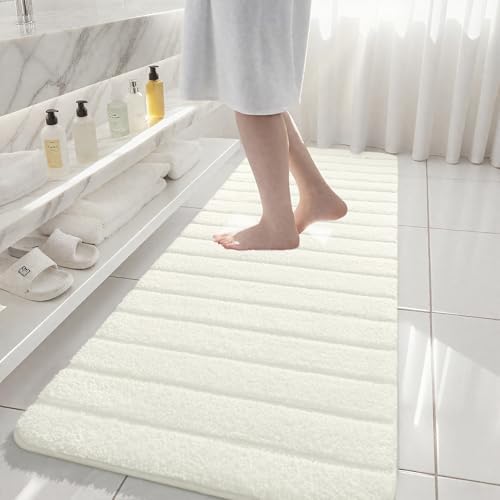 AROGAN Luxury Long Bathroom Runner Rugs 24x72 Inch Bath Rug, Cream White - Image 3