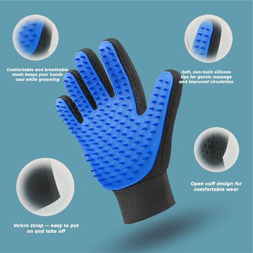 Pet Grooming Gloves – Efficient Dog & Cat Grooming Gloves 2-in-1 Deshedding - Image 6