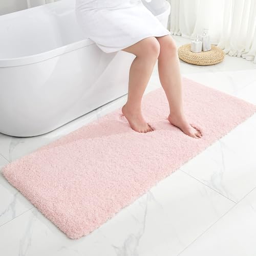Disolla Sakura Pink Bathroom Runner Rug 24x59, Soft Plush Large Bath Mat by Disolla