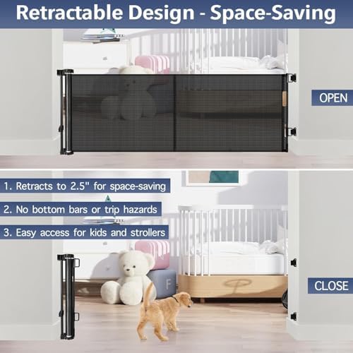 Reinforced 18" Tall 55" Wide Retractable Dog Gate, Prevents Crawling Under - Image 4