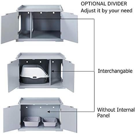 unipaws Cat Litter Box Enclosure Furniture, Hidden Litter Box Cover - Image 4