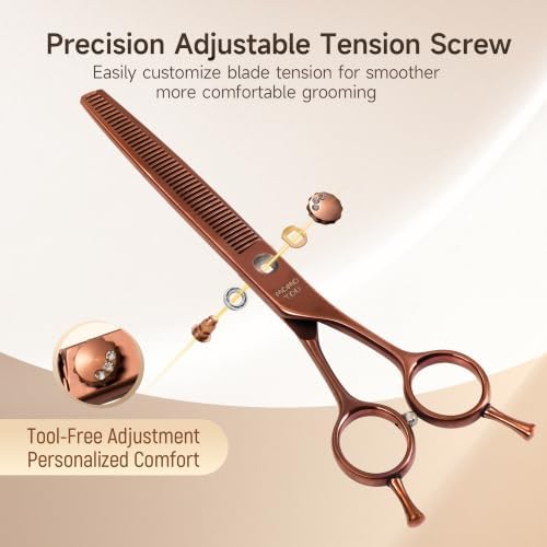7'' Thinning Dog Grooming Scissors, 440C Stainless Steel Bronze Pet Grooming - Image 5