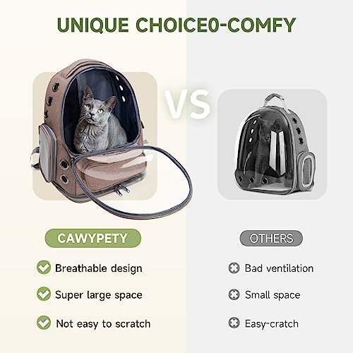 Cawypety Cat Backpack Carrier Large Space Bubble Backpack up to 12lbs Khaki - Image 2